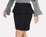 Plus Size Black High Waist Skirt