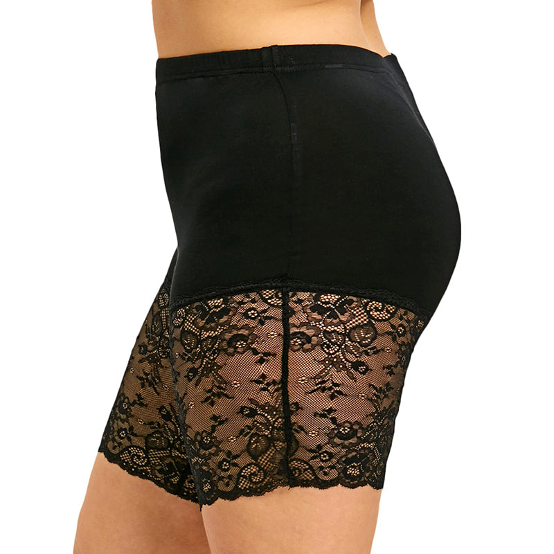 Black Lace Short Leggings Under Skirt