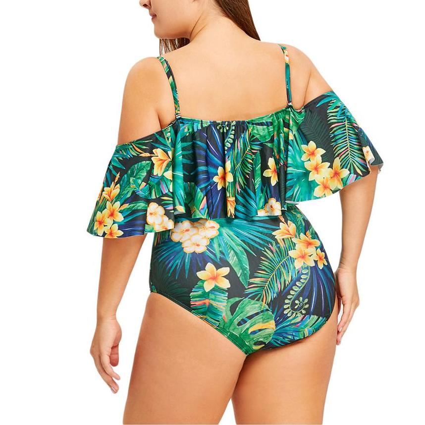 Plus Size Leaf Tropical Swimsuit