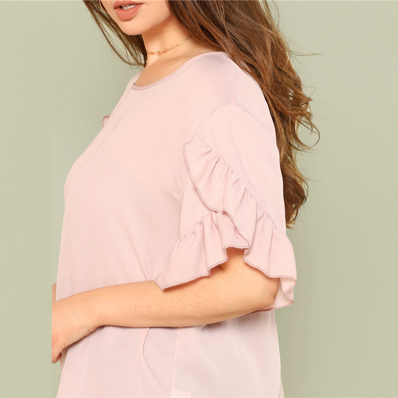 Plus Size Casual Pink Blouse