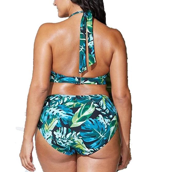 Big Size Printed Leaf Swimwear