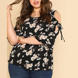 Black Floral Fashionable Blouse