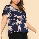 Flower Print Batwing Blouse