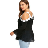 Lace Flower Crochet Chiffon Blouse