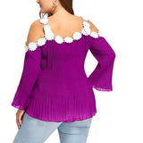 Plus Size Lace Flower Blouse