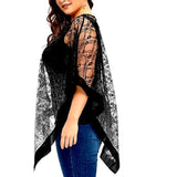 Plus Size Sexy Lace Mesh Blouse