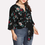 Plus Size Black Floral Blouse