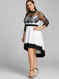 Floral Lace Sheer High Low Party Dress