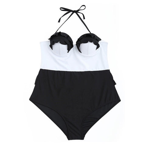 Plus Size Black & White Swimsuit