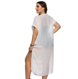 Boho Printed See Through White Dress