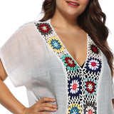 Boho Printed See Through White Dress