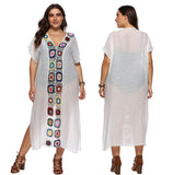 Boho Printed See Through White Dress