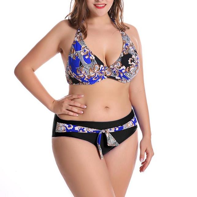 Big Size Printed Retro Symbol Swimsuit