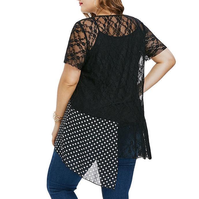 Lace Mesh Partchwork Long Blouse