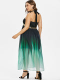 Sequined Trim Ombre Maxi Dress