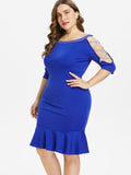 Plus Size Boat Neck Mermaid Dress
