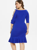 Plus Size Boat Neck Mermaid Dress