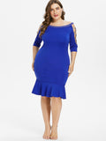Plus Size Boat Neck Mermaid Dress