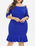 Plus Size Boat Neck Mermaid Dress