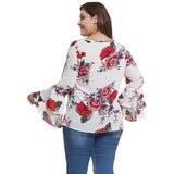 Sleeve Floral Flower Print Blouse