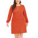 Plus Size O-neck Long Sleeve Dress