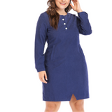 Plus Size O-neck Long Sleeve Dress