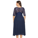 Dark Blue Big Size Party Midi Dresses