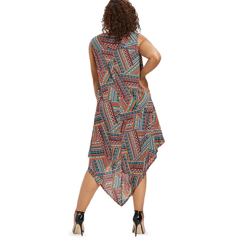 Boho Ethnic Print Sleeveless Dress