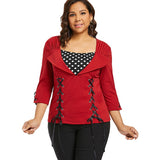 Lace Up Polka Dot Blouse