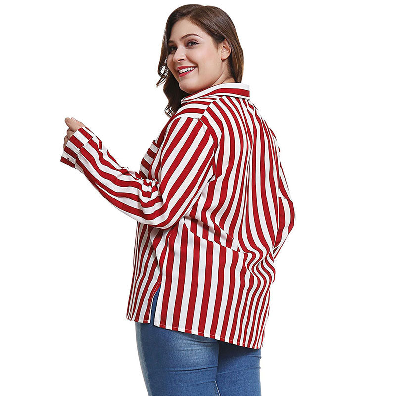 Red White Vertical Striped Shirt