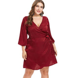 V Neck Silk Wrap Short Dresses